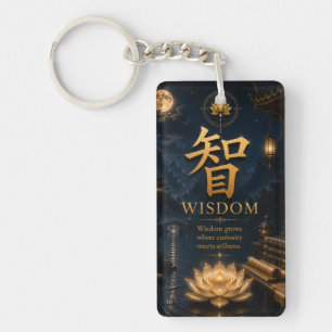 Kinesiskt tecken 智 Visdom (Zhi) Lotus-nyckelring