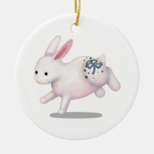 Kinesiskt tecken på zodiakkanin i cute Astrology Julgransprydnad Keramik
