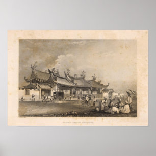 Kinesiskt tempel, Singapore Poster