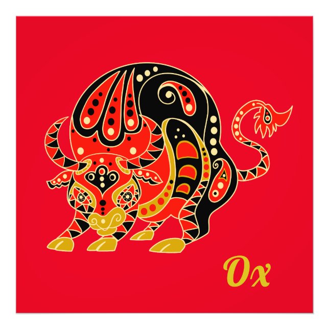 Kinesiskt zodiactecken - Ox Fototryck (Framsidan)