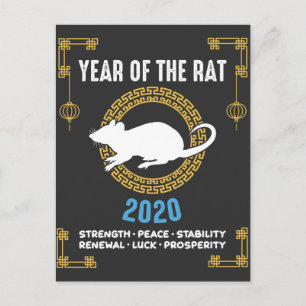 Kinesiskt Zodiak År för Råttan 2020 Inspirerande Vykort