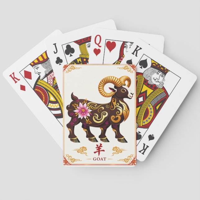 Kinesiskt Zodiak Får Spelkort (Baksidan)