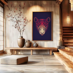 Kinesiskt Zodiak Rått Vägg Art Print Japandi Dek Canvastryck