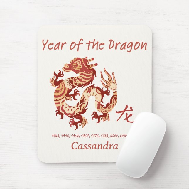Kinesiskt zodiakår för Dragon Animal Sign Musmatta (Med mus)