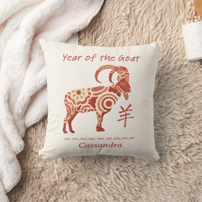 Kinesiskt zodiakår för Goat Animal Sign Kudde (Filt)