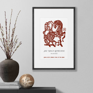 Kinesiskt zodiakår för häst på födelsedagspresent poster
