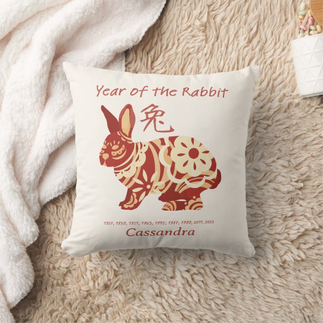 Kinesiskt zodiakår för kanindjurets tecken kudde (Filt)