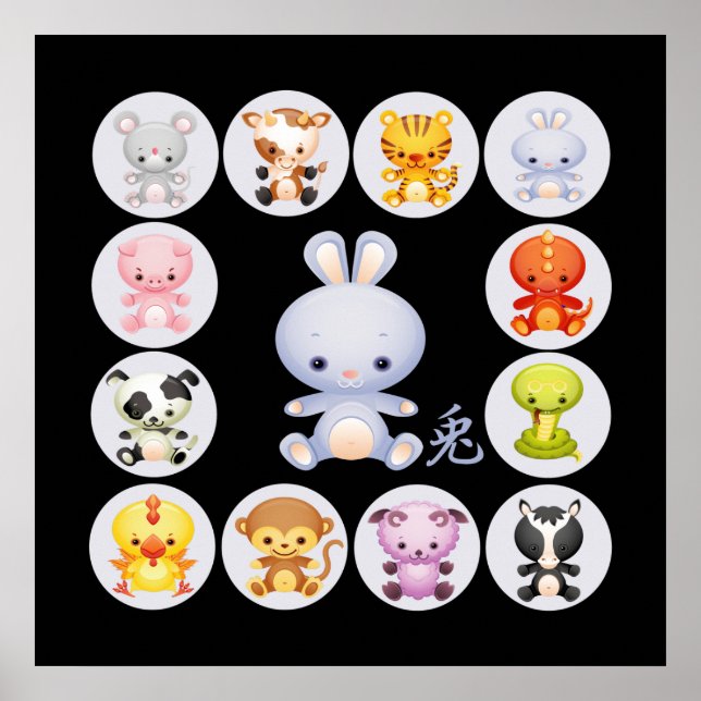 Kinesiskt zodiakår för kaninPoster Poster (Framsidan)