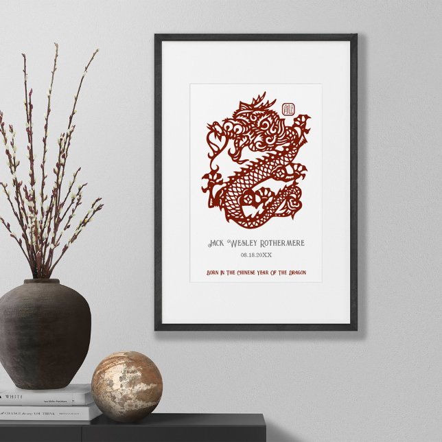 Kinesiskt zodiakår i drakmens födelsedagsutskrift poster (Skapare uppladdad)
