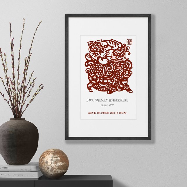 Kinesiskt zodiakår i Gris-födelsedagspressen Poster (Skapare uppladdad)