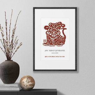 Kinesiskt zodiakår i tiger Birthday-utskrift Poster