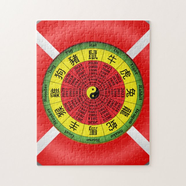 Kinesiskt zodiakhjulpussel pussel (Vertikal)