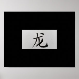Kinesiskt zodiaktecken Dragon svart Poster