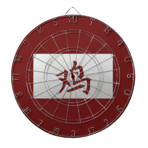 Kinesiskt zodiaktecken Tupp röd Piltavla