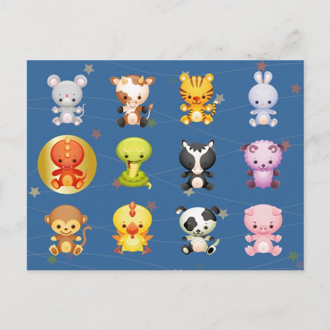 Kinesiskt zodialdjur år för draken helg vykort (Framsida)