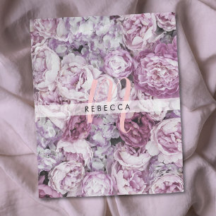 Kinesrosor Blommig Rosa Skript Monogram Fleecefilt