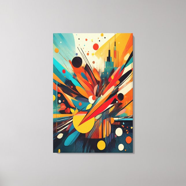 Kinetic Bloom: Explosive Modern Geometric Abstract Canvastryck (Framsida)