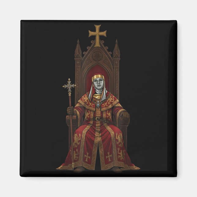 King Baldwin Iv Floral Mask Medieval Art Crusader  Magnet (Framsidan)