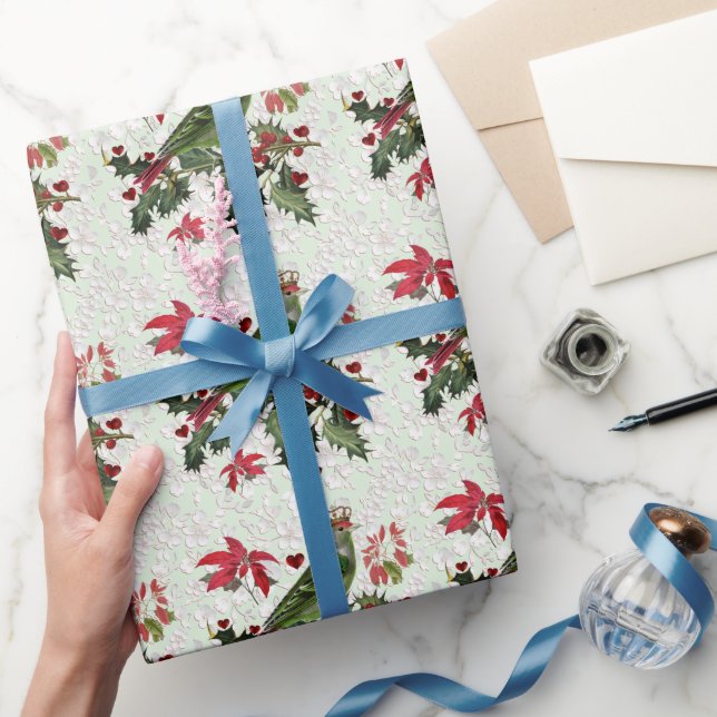 King Bird % Poinsettias Presentpapper (Gifting)