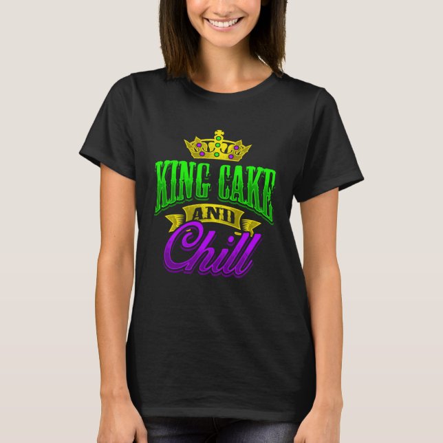 King Cake And Chill Mardi Gras  Zulu Rex Crewe Car T Shirt (Framsida)