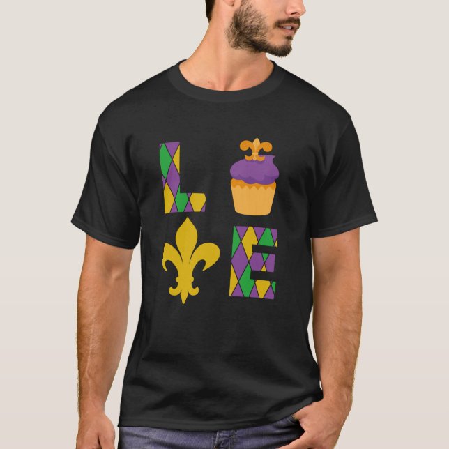 King Cake Love Mardi Gras Parade Shenanigans Carni T Shirt (Framsida)