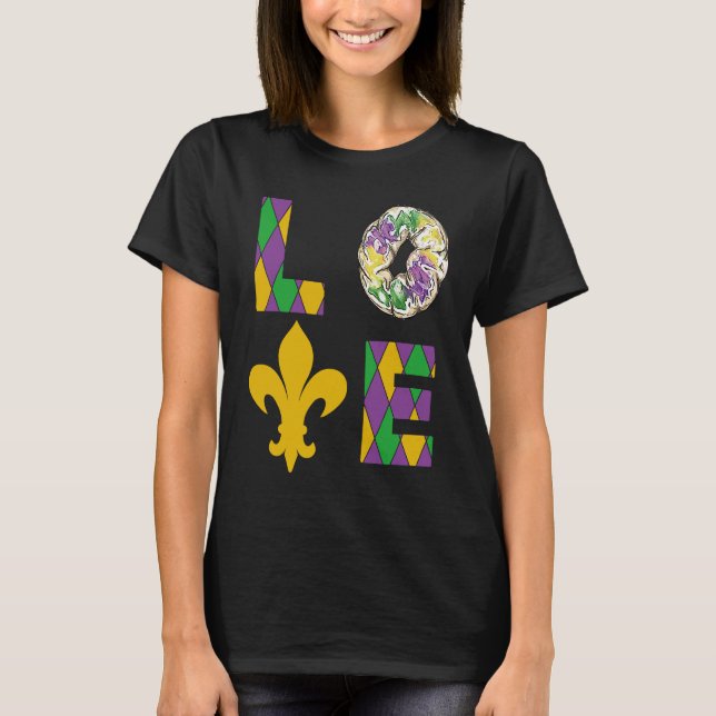 King Cake Love Mardi Gras Parade Shenanigans Carni T Shirt (Framsida)