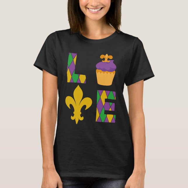 King Cake Love Mardi Gras Parade Shenanigans Carni T Shirt (Framsida)