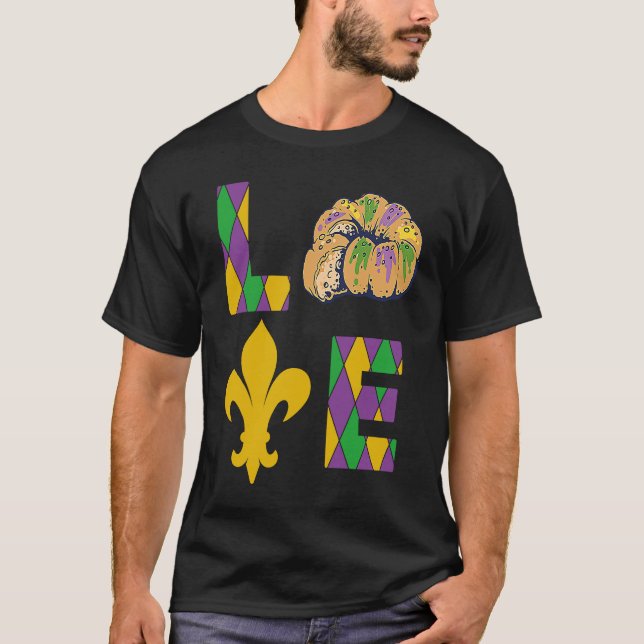 King Cake Love Mardi Gras Parade Shenanigans Carni T Shirt (Framsida)