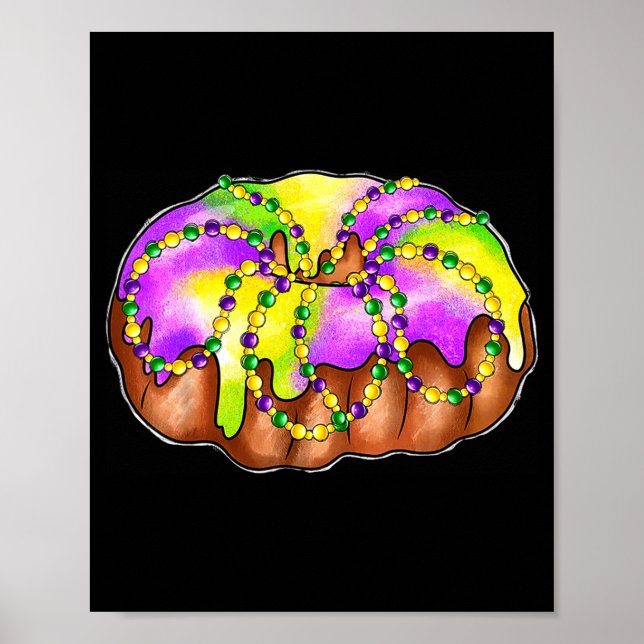 King Cake Mardi Gras-festival för män kvinnor barn Poster (Framsidan)