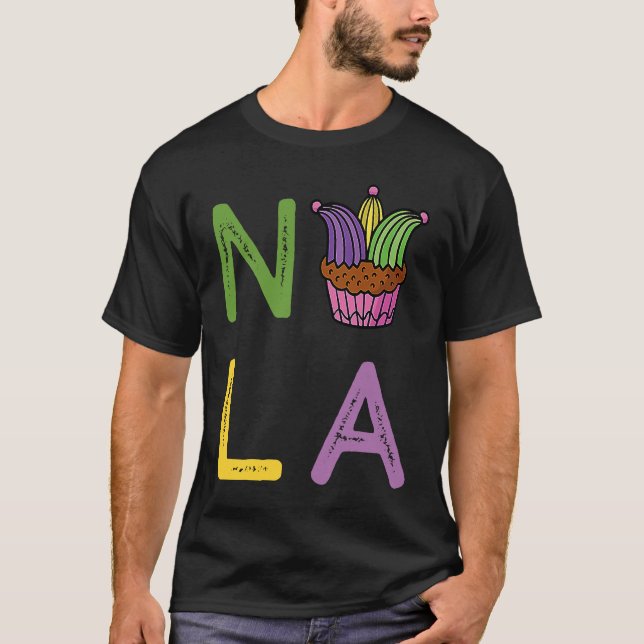 King Cake Mardi Gras New Orleans Parade Shenanigan T Shirt (Framsida)