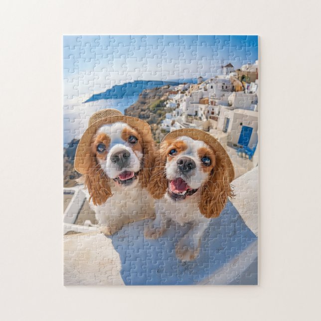 King Charles Cocker Spaniel i Santorini Pussel (Vertikal)