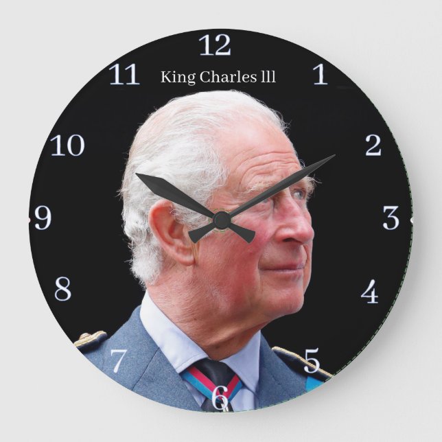 King Charles lll Acrylic Wall Clock Stor Klocka (Framsida)