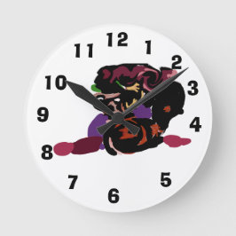 king Charles spaniel and roses sweet  Rund Klocka