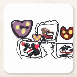 King Charles Spaniel hearts  Underlägg Papper Kvadrat