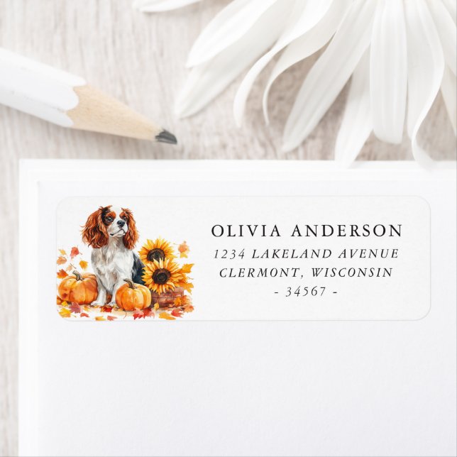 King Charles Spaniel Höst Returadress Etikett (Insitu)
