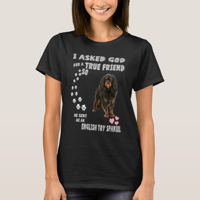King Charles Spaniel Hund Mamma Pappa Tryck Engels T Shirt (Framsida)