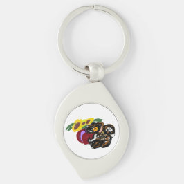 King charles spaniel solrosor swirl silverfärgad nyckelring