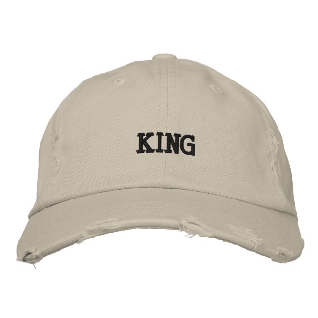 King District Threads Distressed Chino Twill-Hatt Broderad Keps (Framsida)