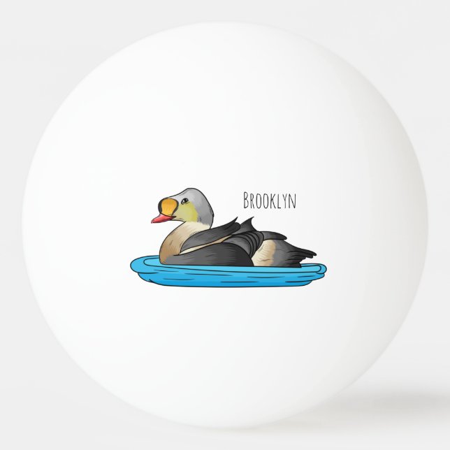 King eider bird cartoon illustration pingisboll (Framsidan)