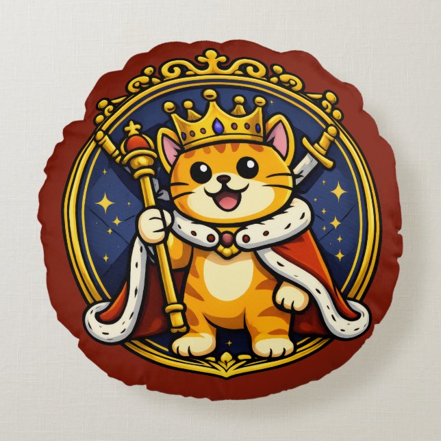 King George - Royal Whiskers Rund Kudde (Framsidan)