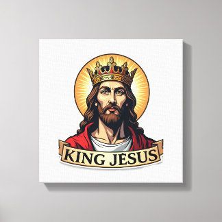 King Jesus Banner Vintage Gravering T-Shirt 2 Canvastryck