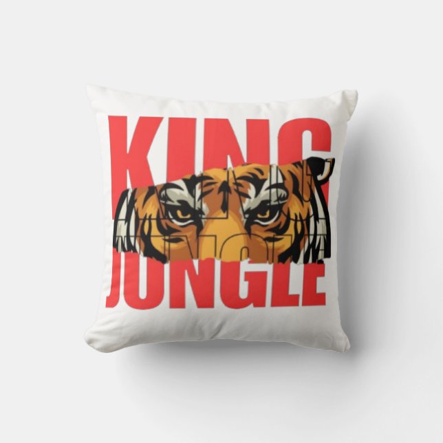 King Jungle – Vild Tiger Kraft Design Kudde (Framsida)