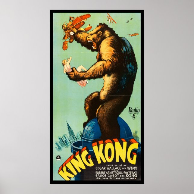 King Kong Skräck Monster Filmplakat  Poster (Framsidan)