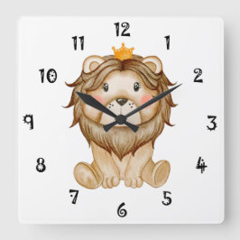 King Lion Face Wall Clock Fyrkantig Klocka