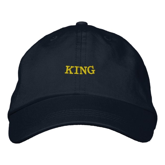 KING Name Navy Adjustable-Hat Style Leadership Broderad Keps (Framsida)