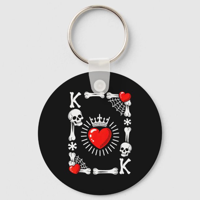 King Of Hearts Card Costume Funny Halloween King O Nyckelring (Framsida)