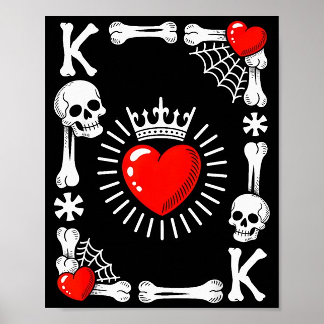 King Of Hearts Card Costume Funny Halloween King O Poster (Framsidan)