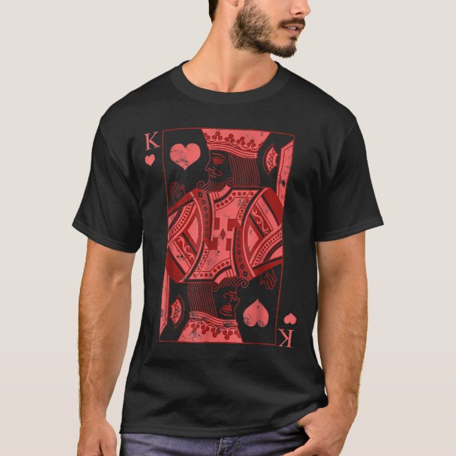 King Of Hearts Valentines Day Cool V-day Couple Ma T Shirt (Framsida)