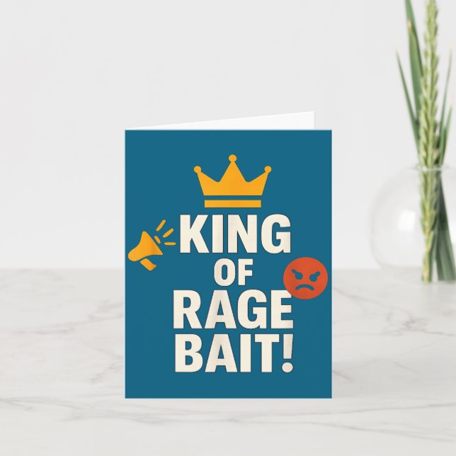 King Of Rage Bait Funny Internet Meme Gamer Quote  Kort (Framsida)