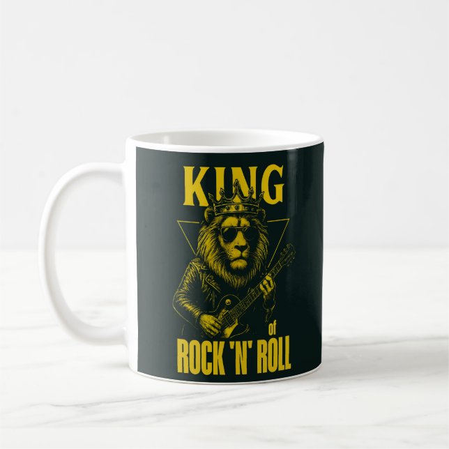 King of Rock N Roll Lion Guitar Player Kaffemugg (Vänster)
